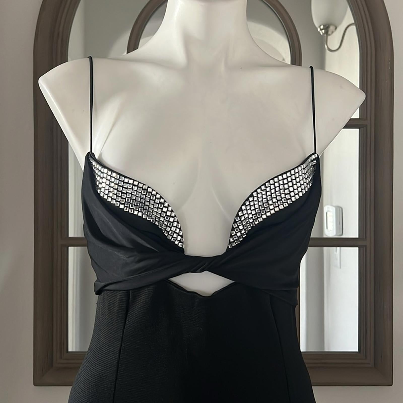 Galvan London Crystal Bustier Dress in Black, Size US2 FR34 UK6 NWT Retail $1895