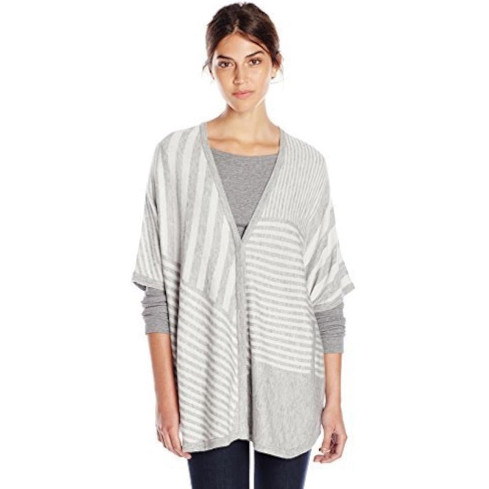 Splendid Op-Art Stripe Cashmere Blend Sweater Poncho Button Front S EXCELLENT