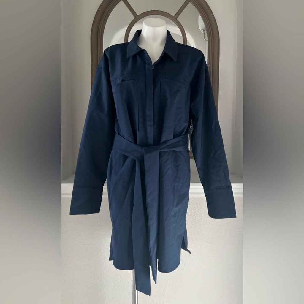 Good American Poplin Belted Shirt Dress in Navy, Plus Size 6 (3X), New w/Tag
