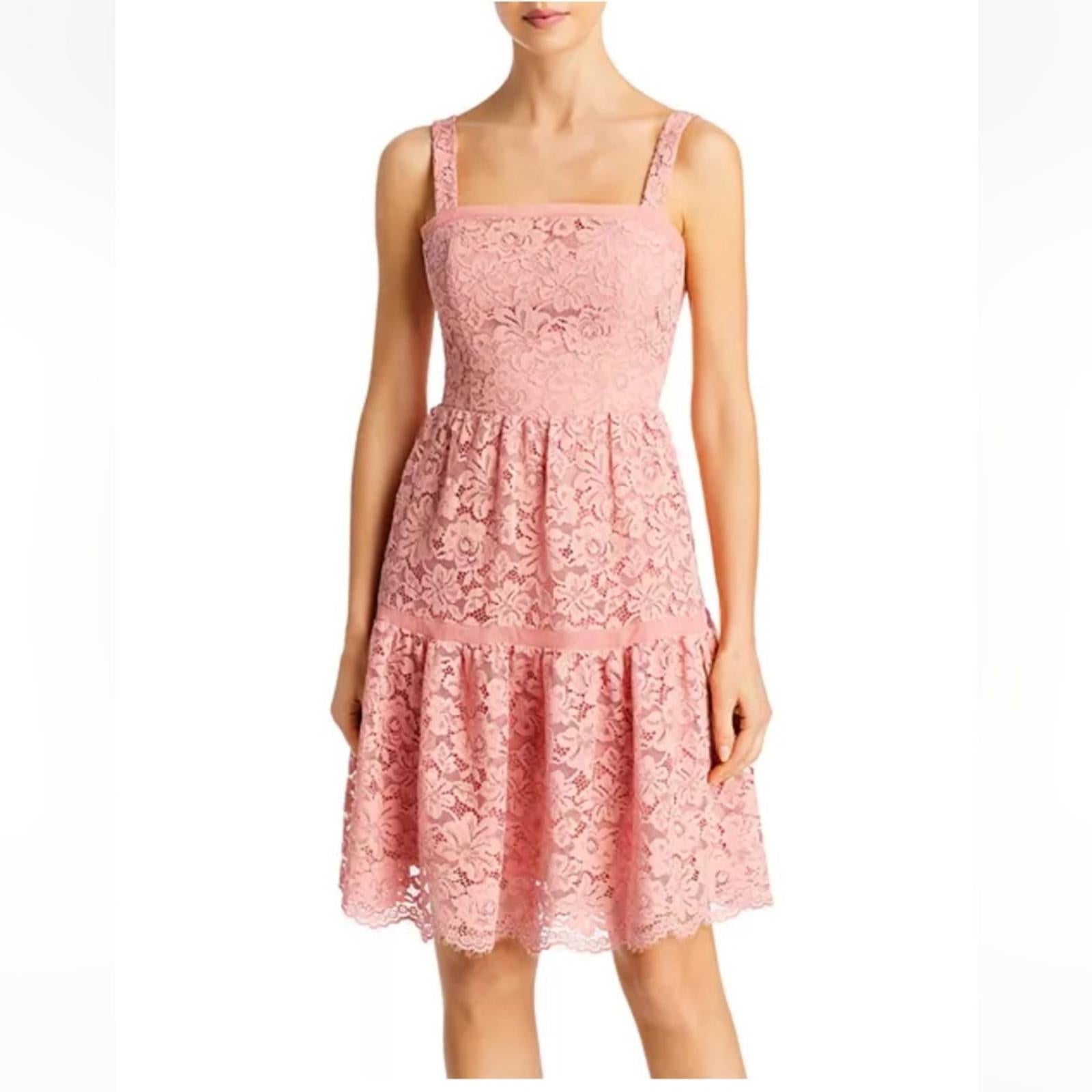 Bloomingdale’s Aqua Rosette Lace Tiered Dress, Size 4 New w/Tag Retail $278