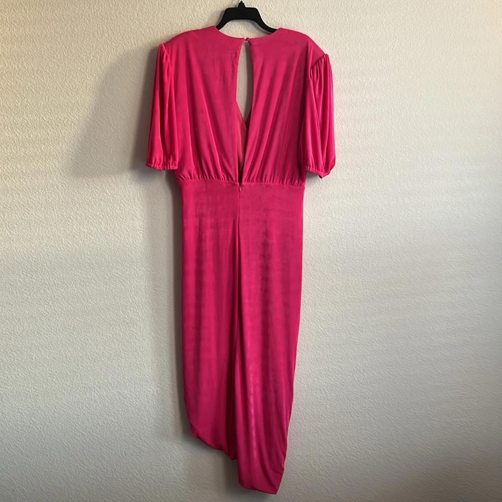 Alexia Admor Fern Puff Sleeve Ruched Drape Sheath Dress in Pink, Size XL NWT