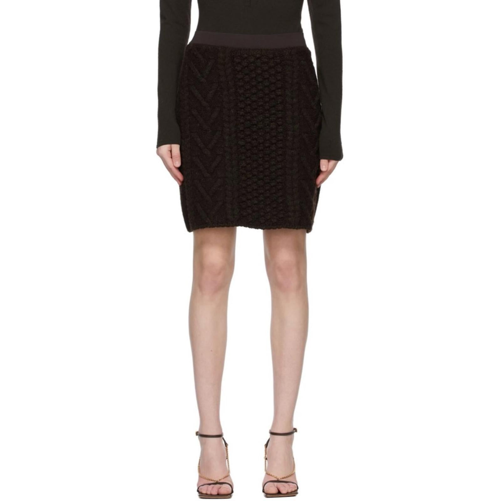 NEW Bottega Veneta Brown Wool Mini Skirt, Size Small New w/o Tag, Retail $990
