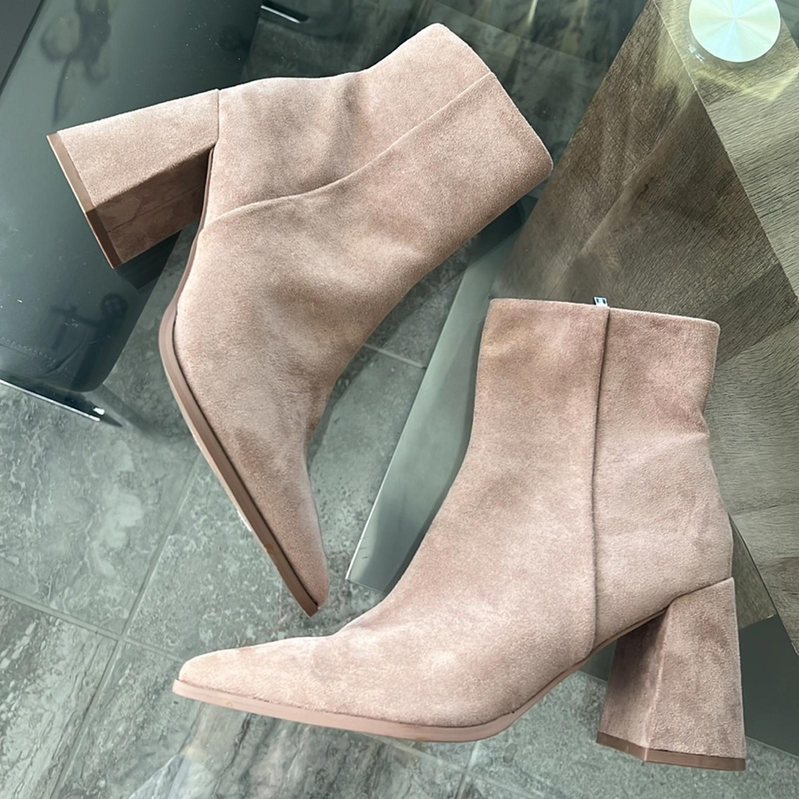 Steven New York Tomas Pointed Toe Leather Suede Ankle Boots, Taupe Size 11 NEW