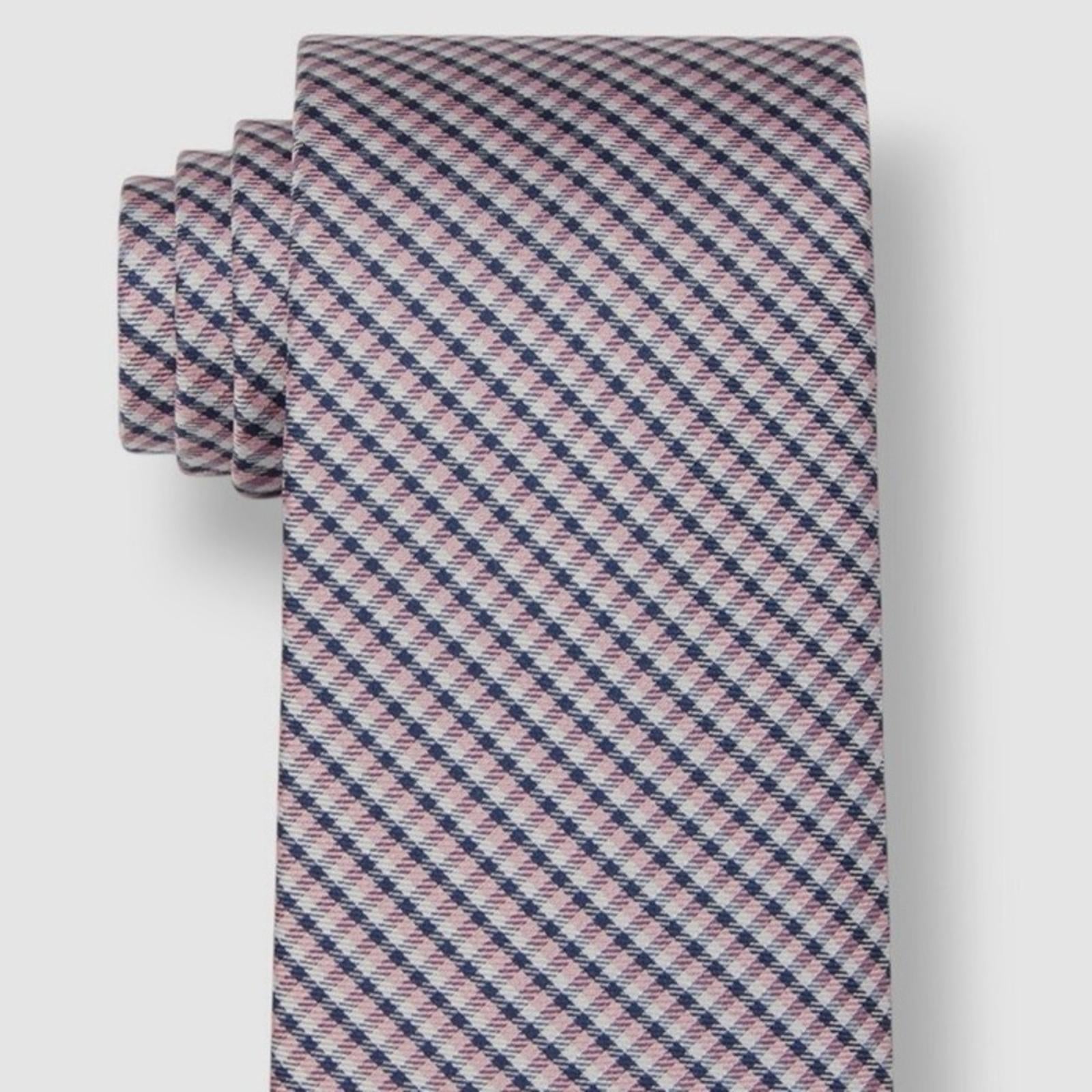 Tommy Hilfiger Men’s Gingham Tie in Pink/Blue, One Size, NWT