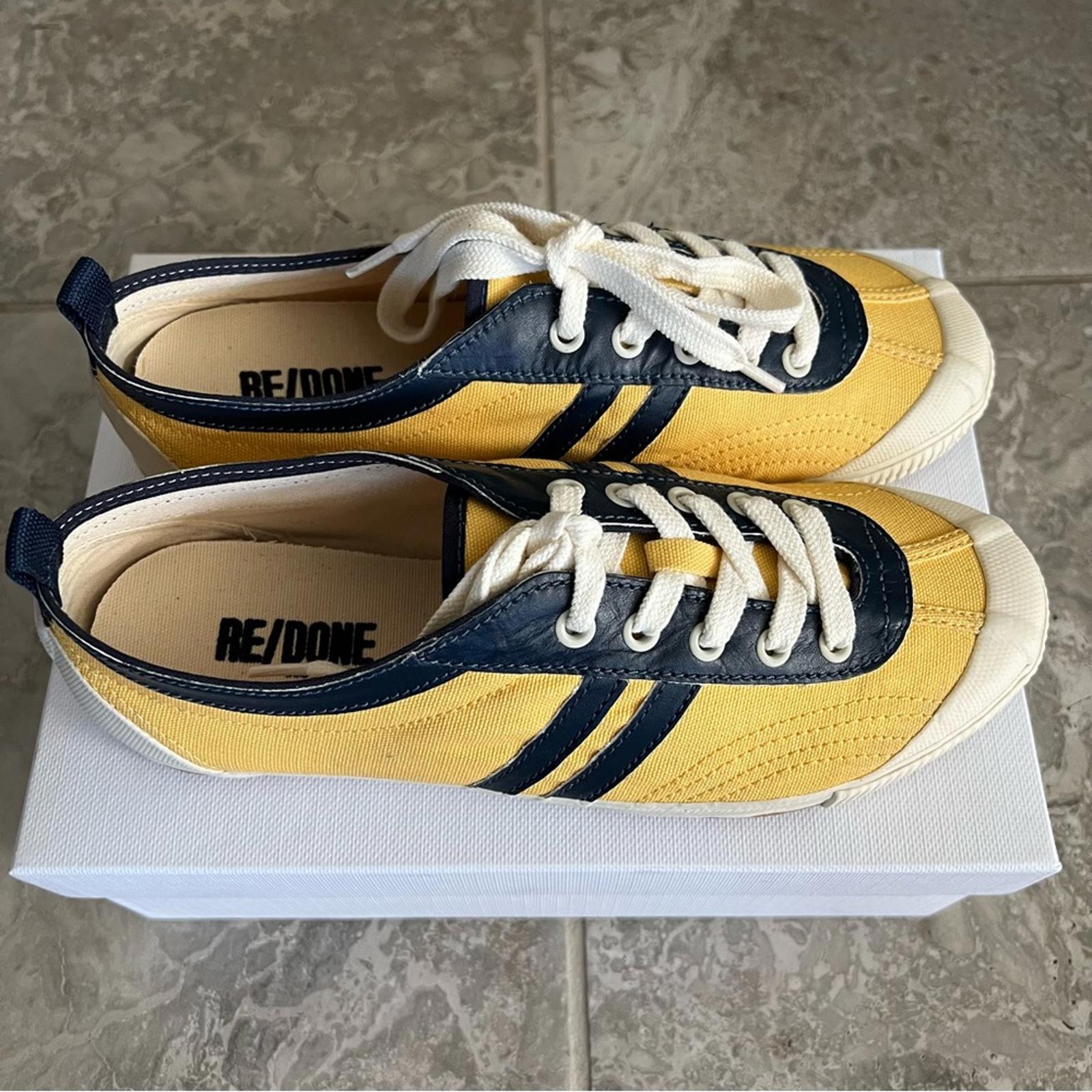 RE/DONE 90s Low-Top Sneakers, Yellow & Navy Size 41 New in Box Retail $250