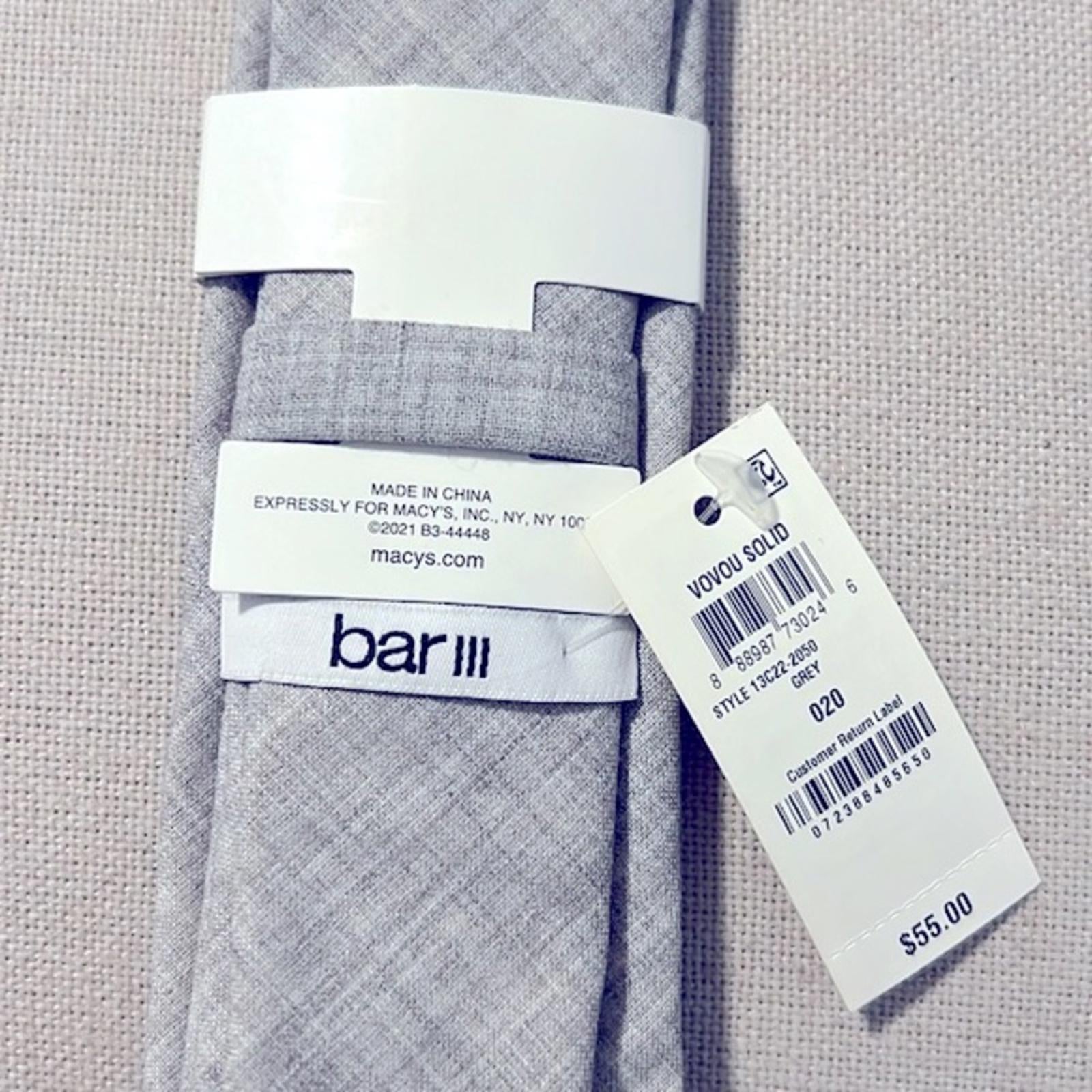 BAR III Vovou Solid Neck Tie in Grey, New w/Tag