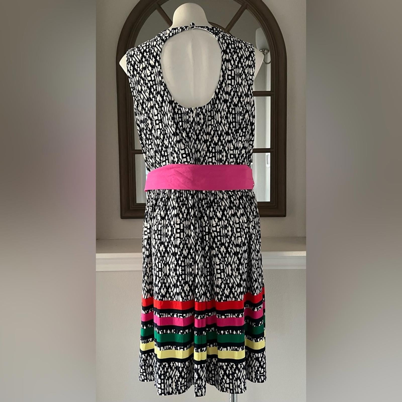 NEW Eliza J Fit & Flare Midi Dress in Black/White/Multi Plus Size 16W EXCELLENT!