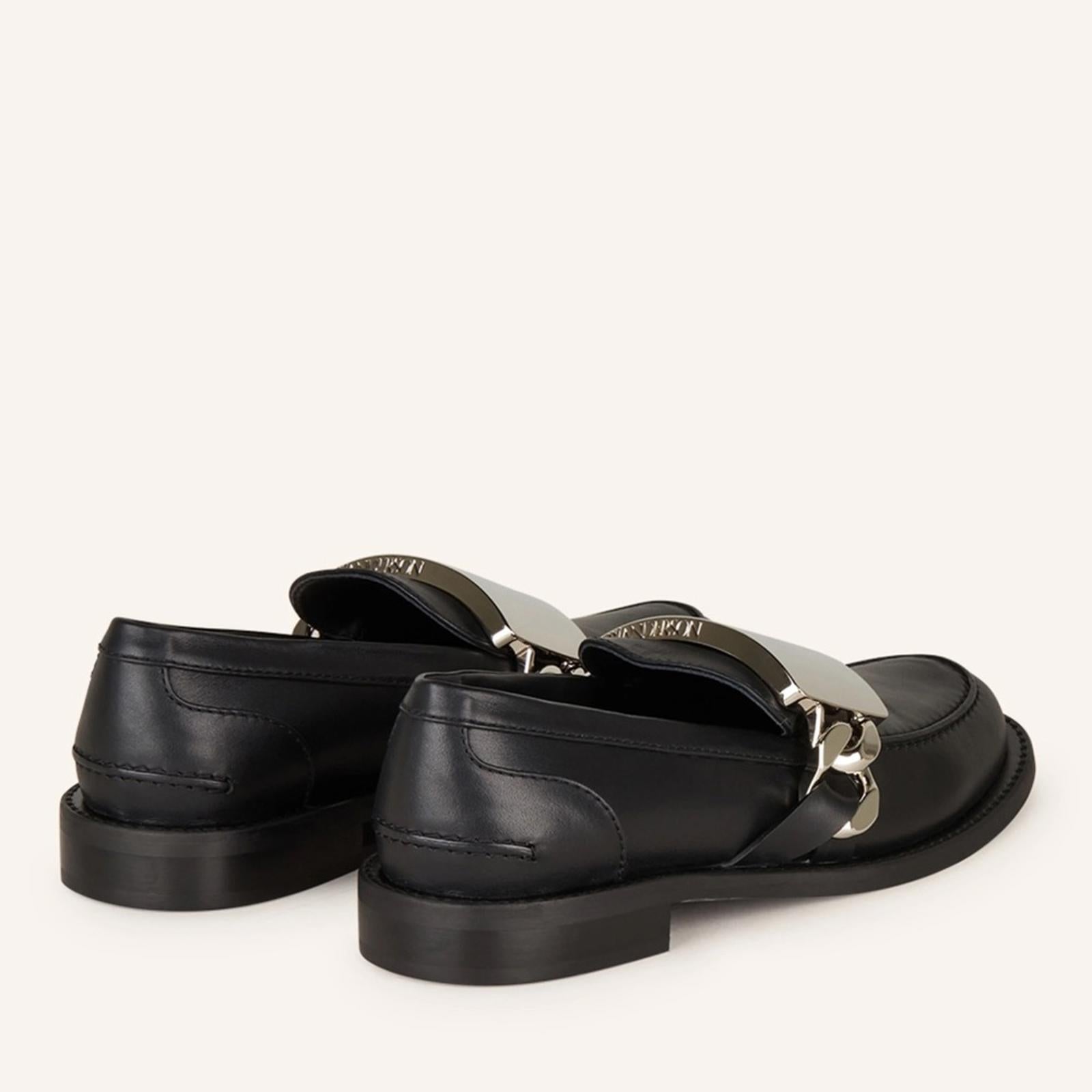 JW Anderson Logo-Engraved Leather Loafers in Black, Size 41 NEW in Box + DustBag