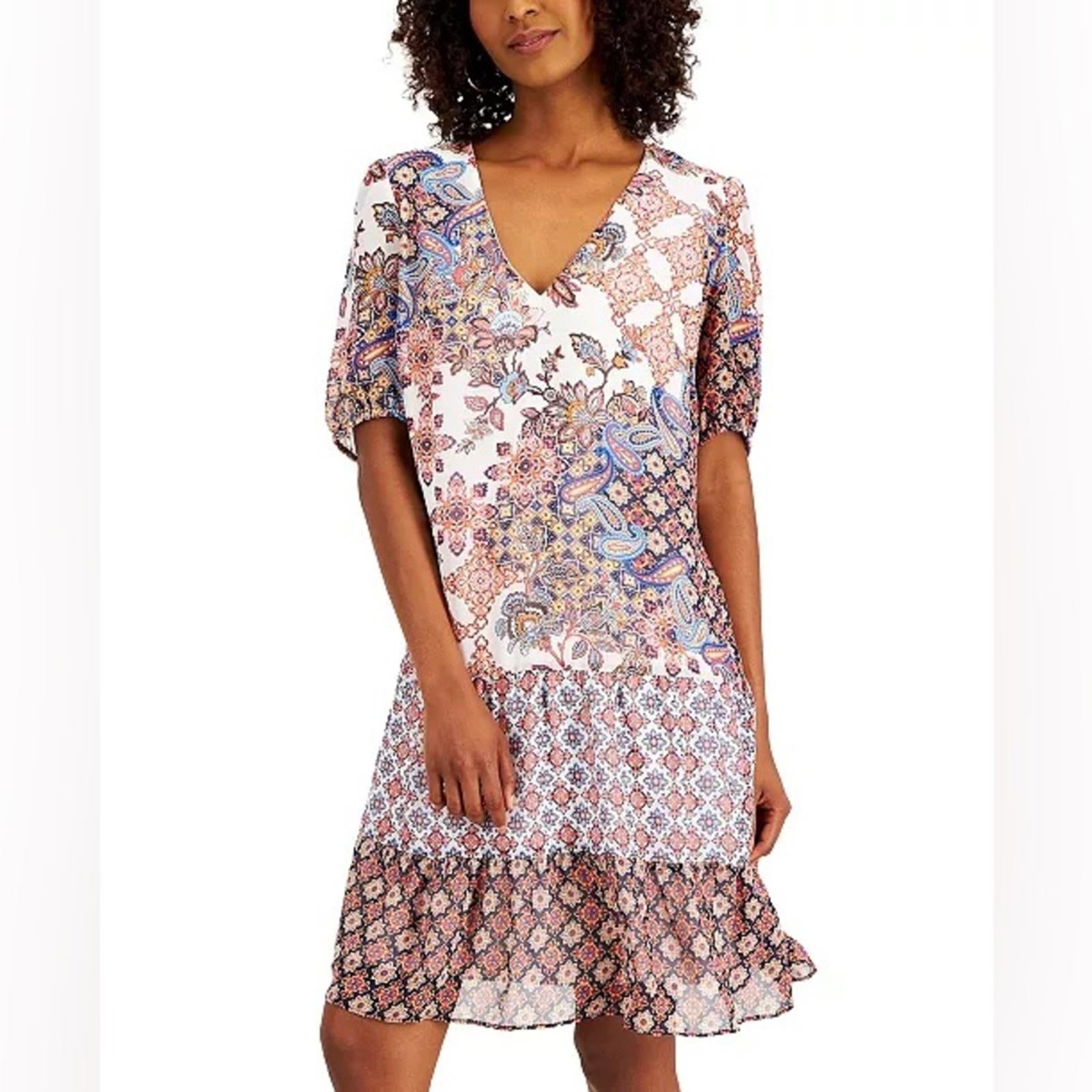 INC Mixed-Print Tiered Dress, NWT, Size XL