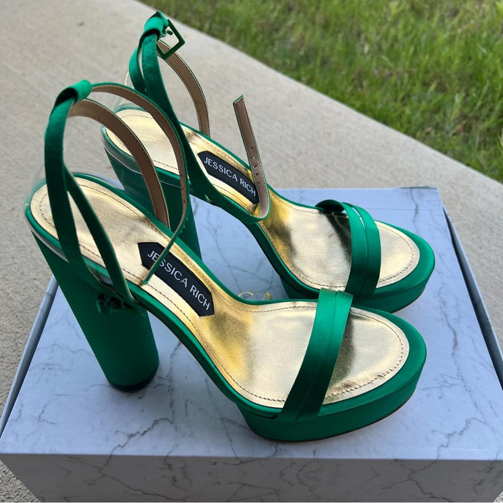 Jessica Rich Green Platform Sandals Size EU 38, New in Box with Dustbag