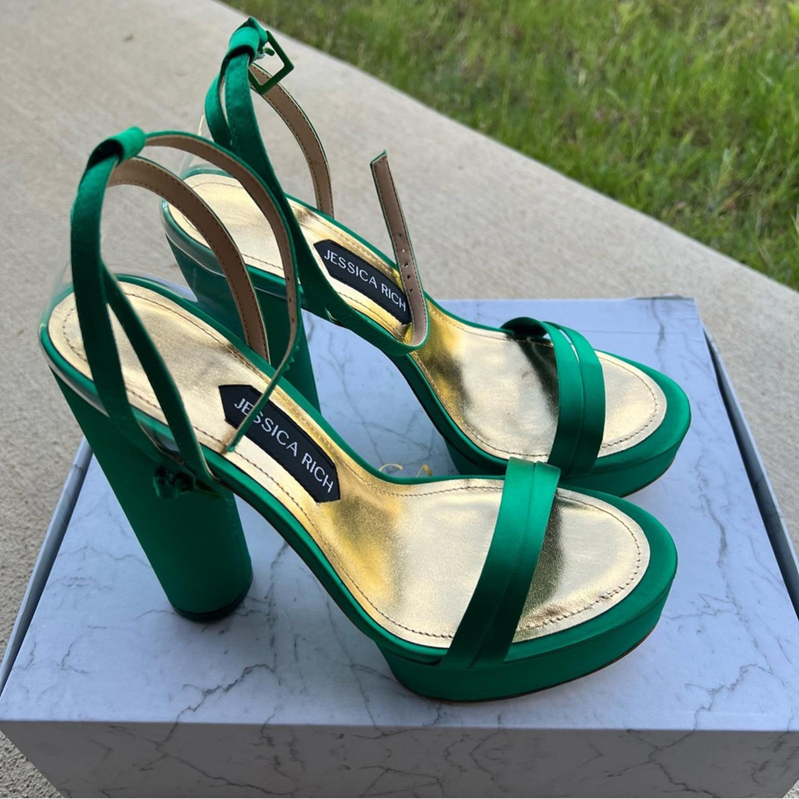Jessica Rich Green Platform Sandals Size EU 38, New in Box with Dustbag