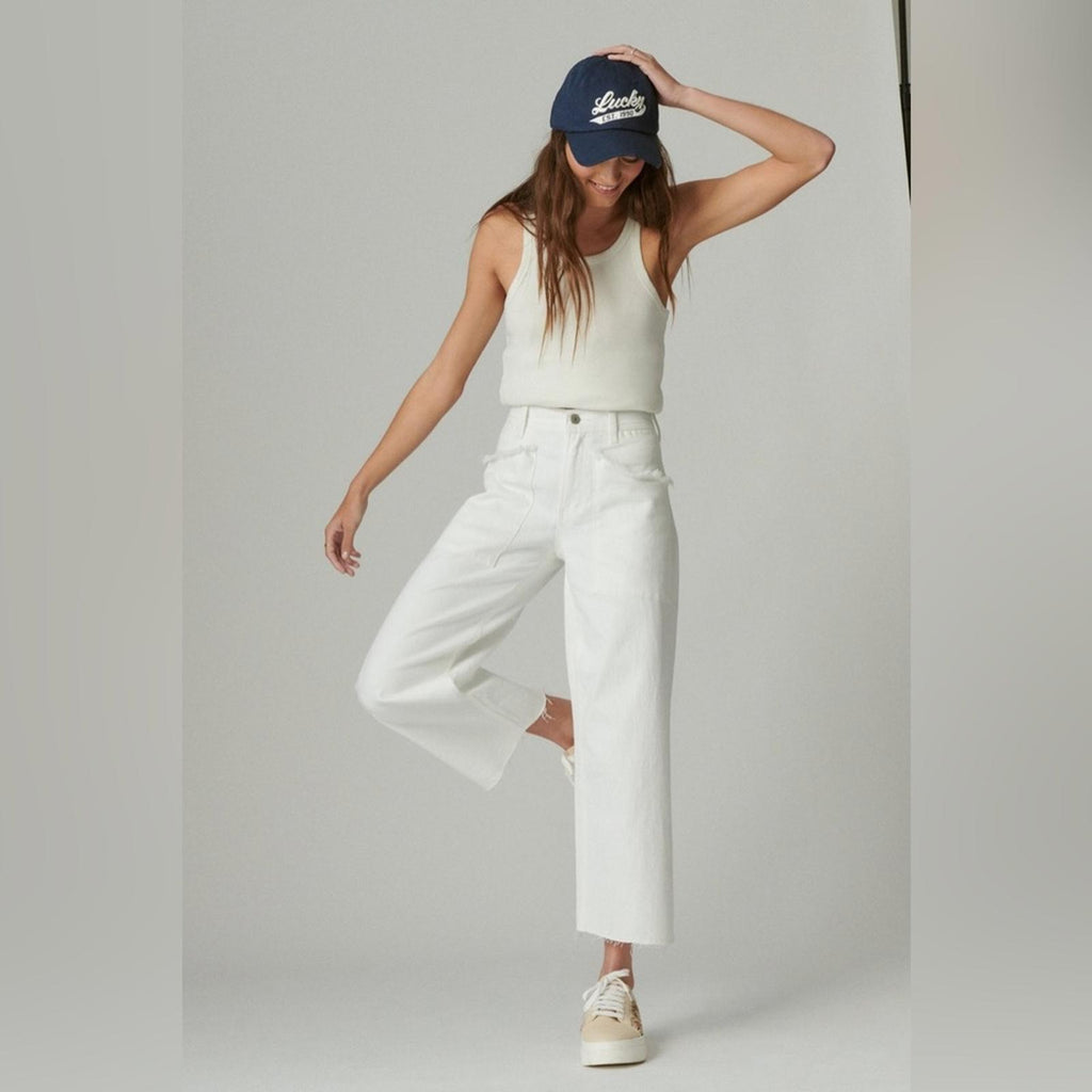 Lucky Brand Lucky Legend HighRise Wide Leg Pants Jeans, White Size 2/26 NWT $149