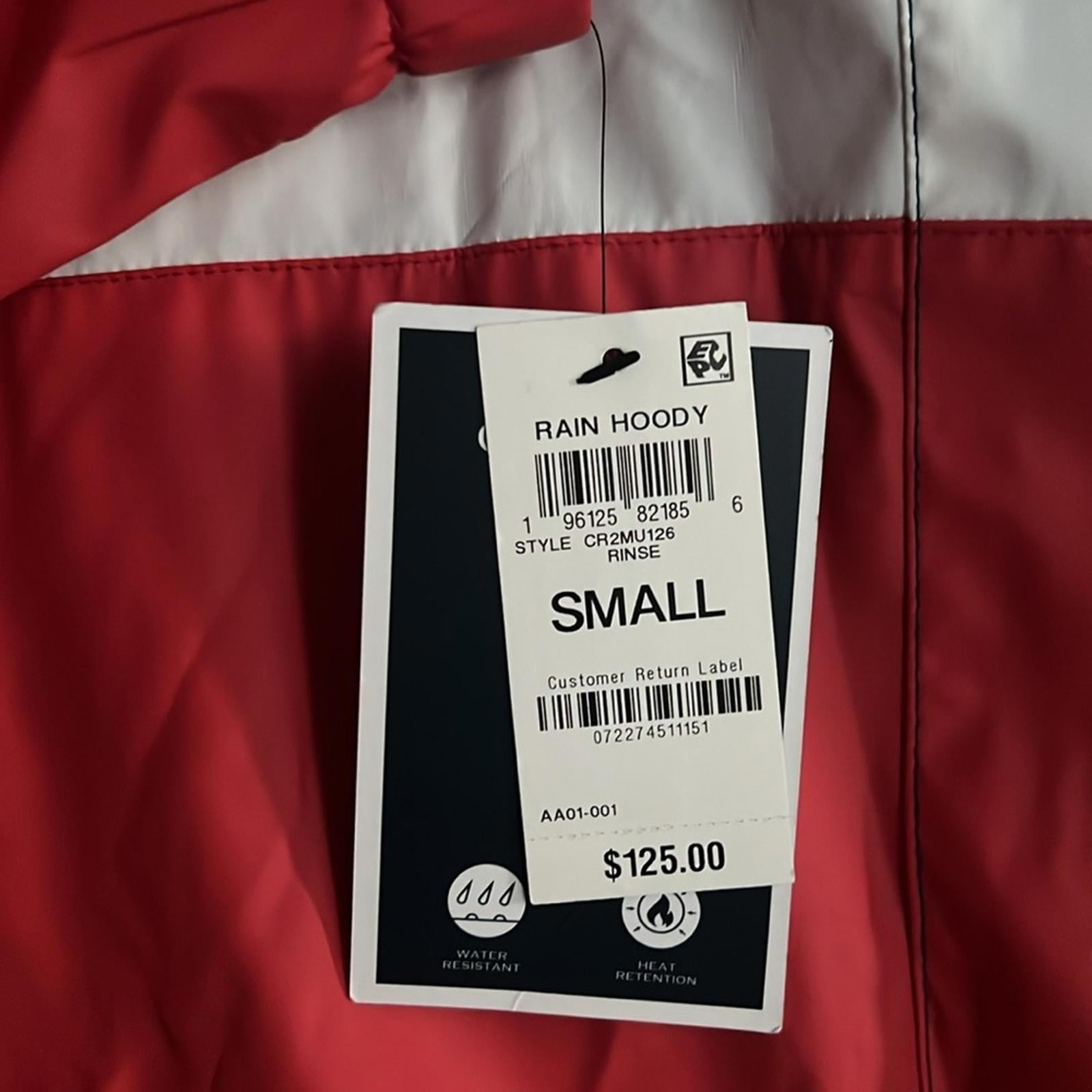 Club Room Rubberized Lightweight Hooded Rain Jacket Red, White, Blue Size S NWT