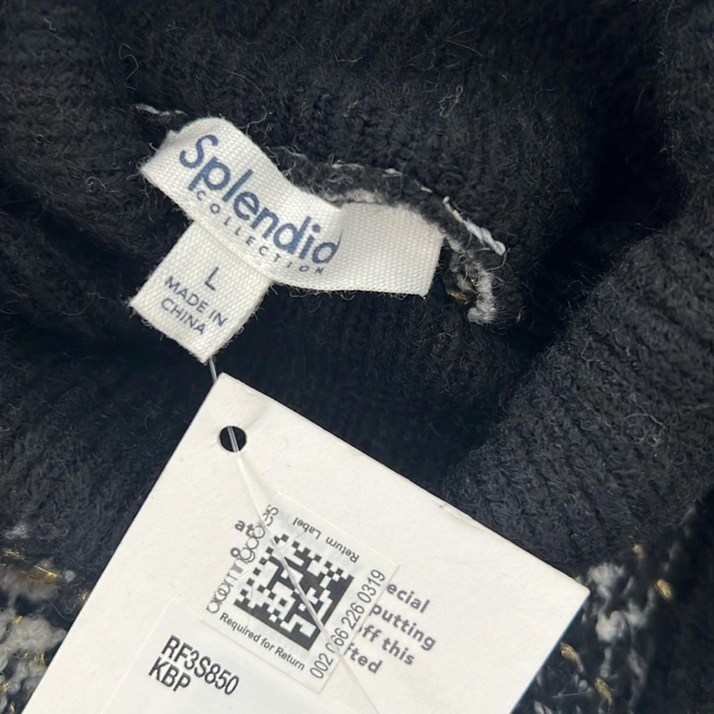 Splendid Ginny Plaid Turtleneck Alpaca & Wool-Blend Sweater Size L NEW $188