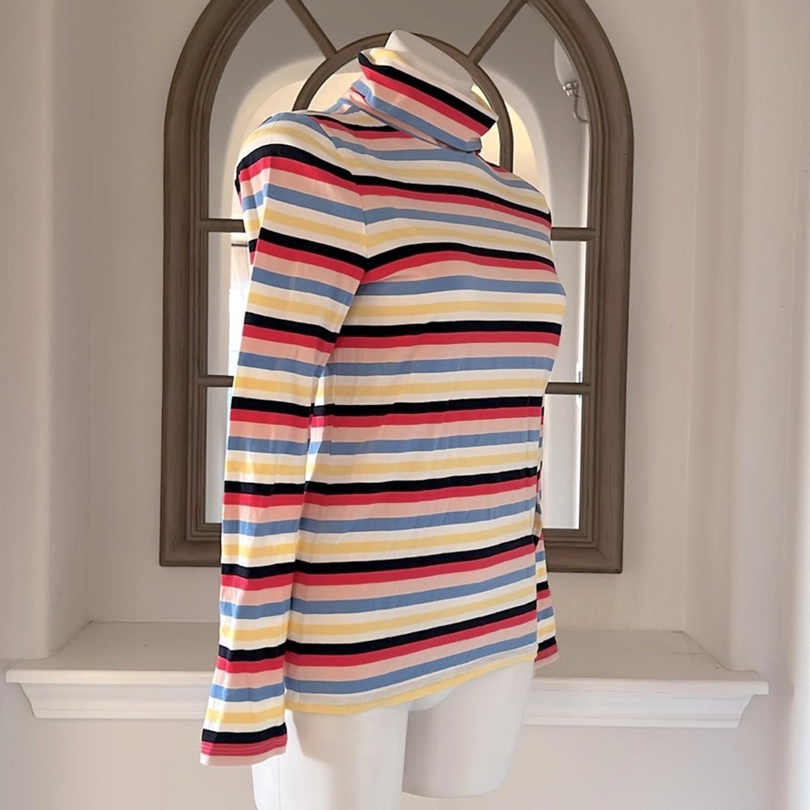 NEW Talbots Colorful Striped Turtleneck Tee, Size Small EXCELLENT!