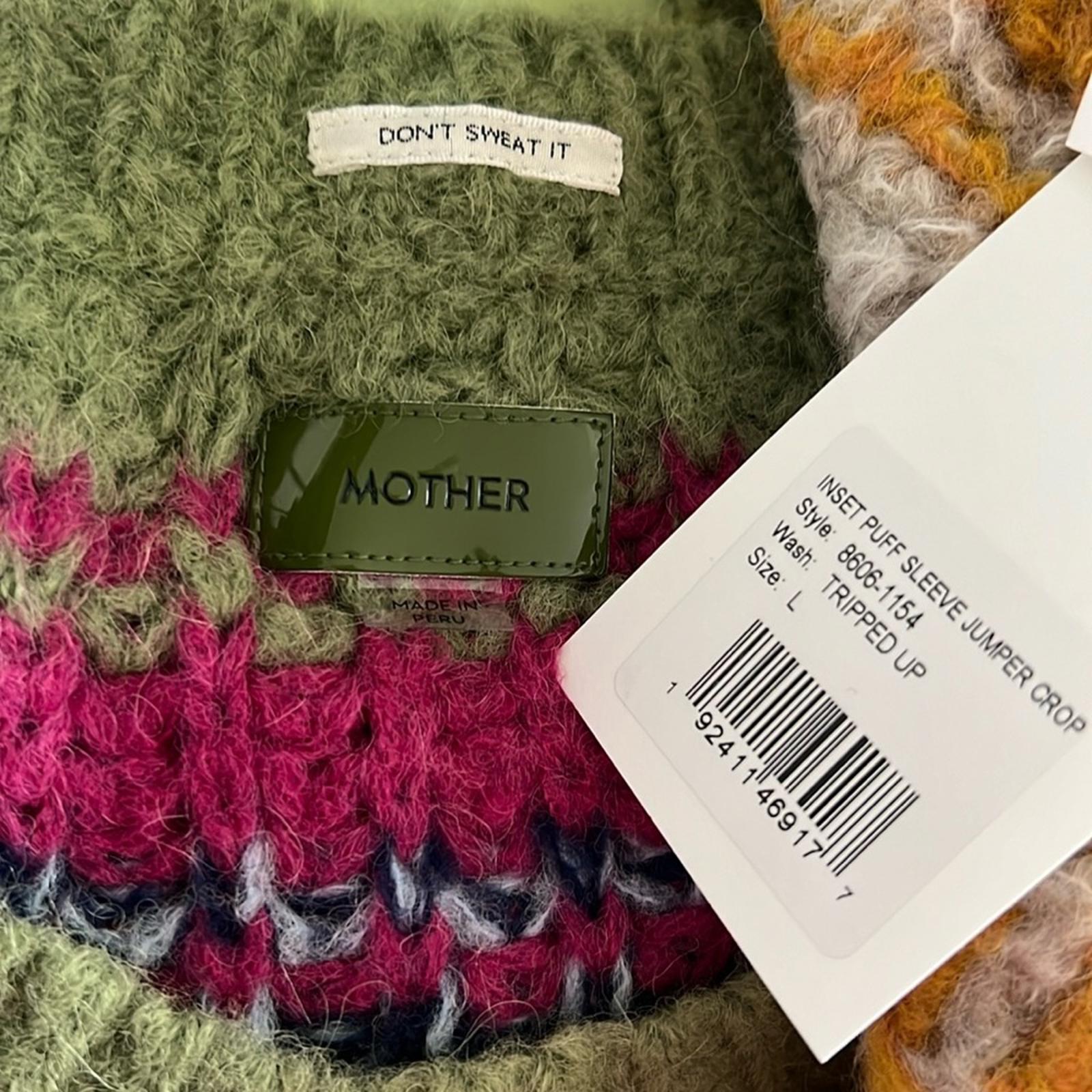 NEW MOTHER The Inset Puff Sleeve Jumper Sweater, Size L New w/Tag Retail $325