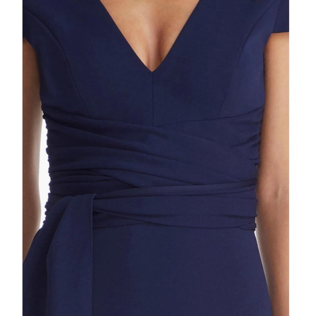 NEW Dress the Population Dana Wrap Waist Cocktail Dress Navy, Size L New w/o Tag