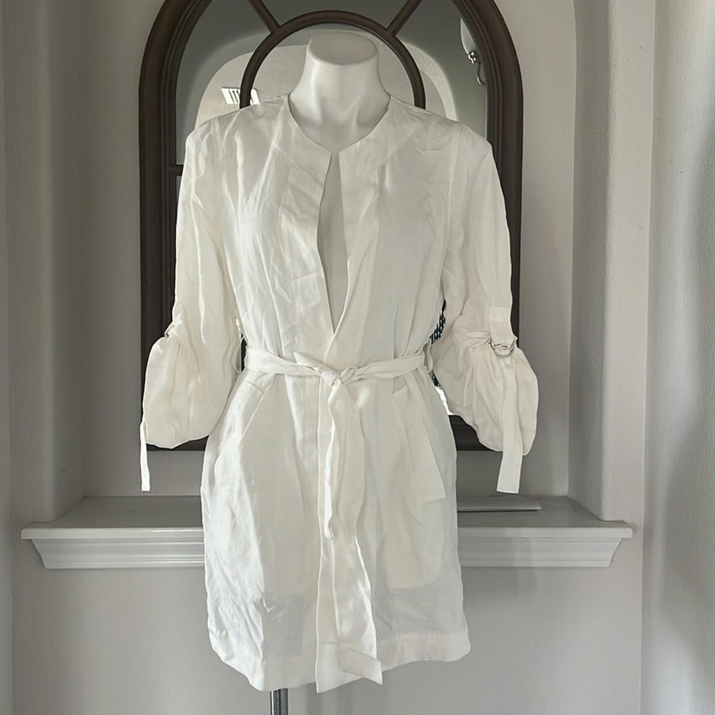 Kobi Halperin Francesca Roll Cuff Belted Jacket in White, Size XS New w/Tag $398
