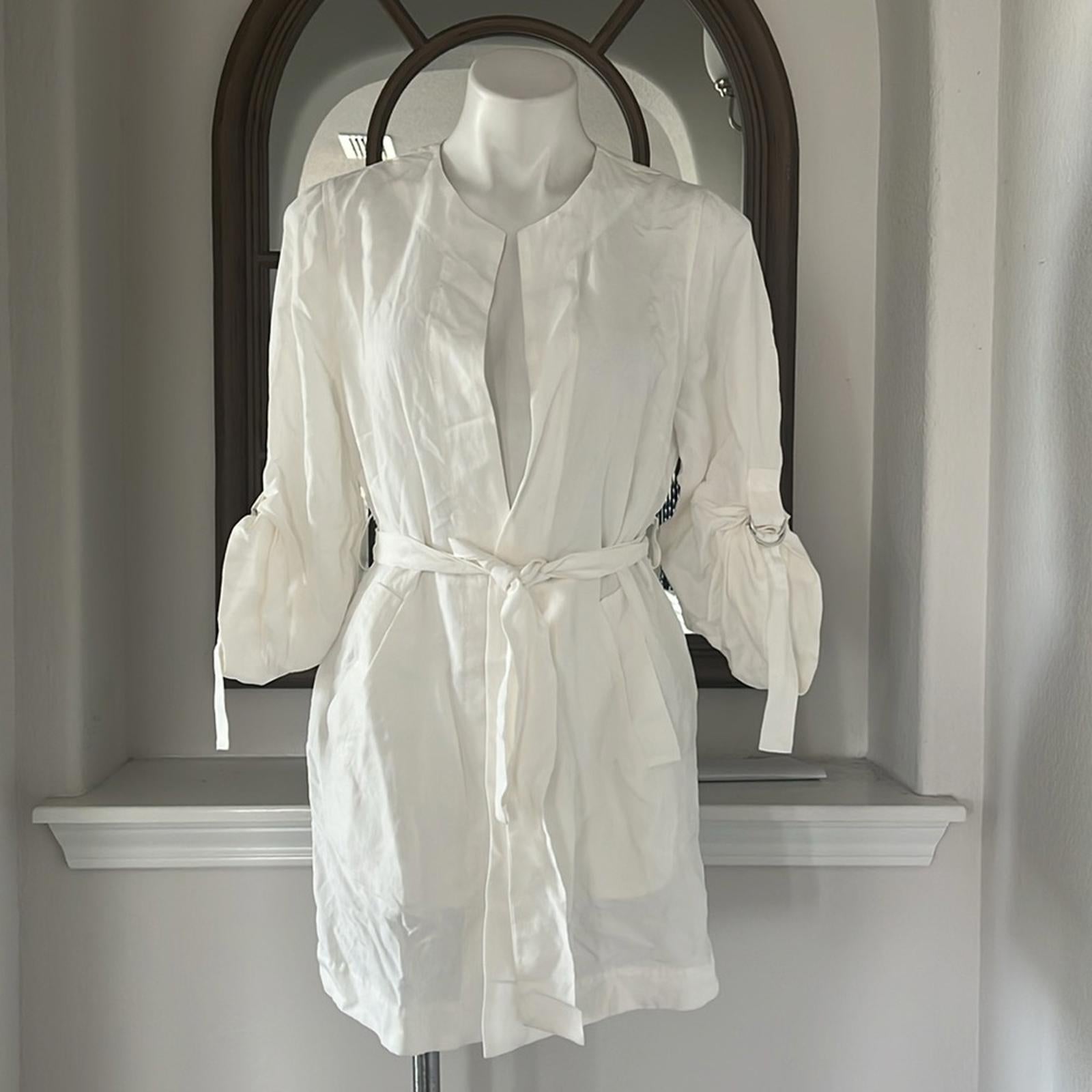 Kobi Halperin Francesca Roll Cuff Belted Jacket in White, Size XS New w/Tag $398