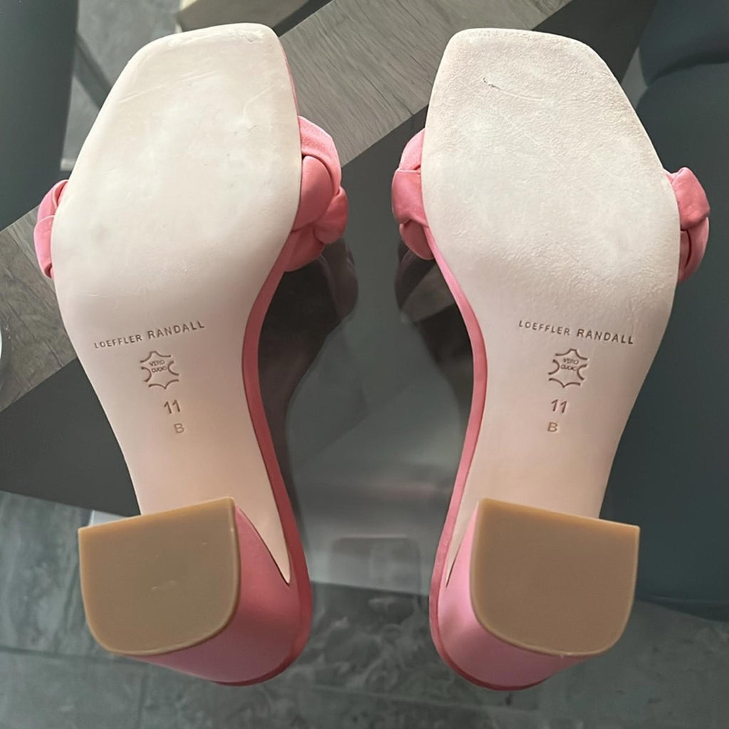 Loeffler Randall Freya Braided Curved Heel Sandals Bubblegum, Size 11 New in Box