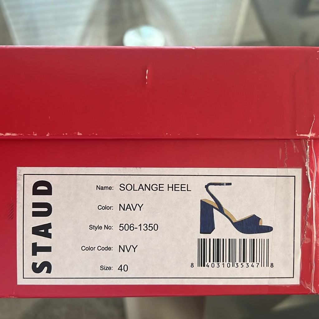 STAUD Solange NAVY High Block Heel Sandals, Size EU 40 NEW +Dust Bag SOLD OUT!