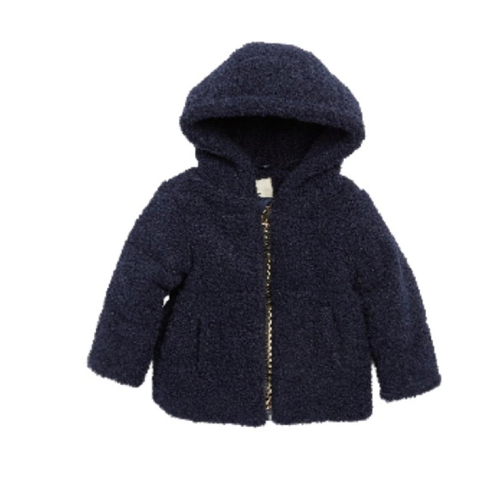 Jessica Simpson Navy Faux Shearling Hooded Jacket, Size 12 Months New w/Tag