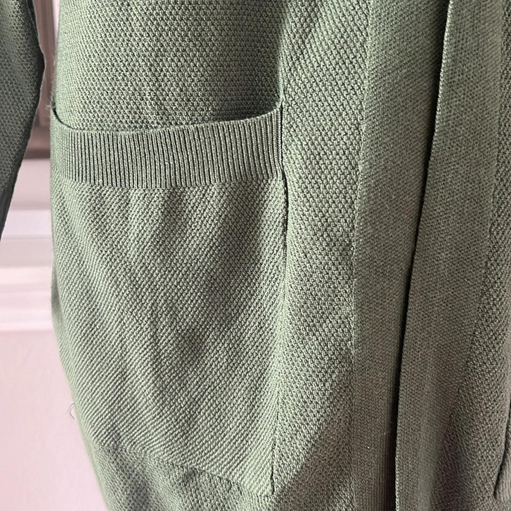 NWT Merokeety Long Cardigan w/Pockets Open Front in Olive, Size S New w/Tag