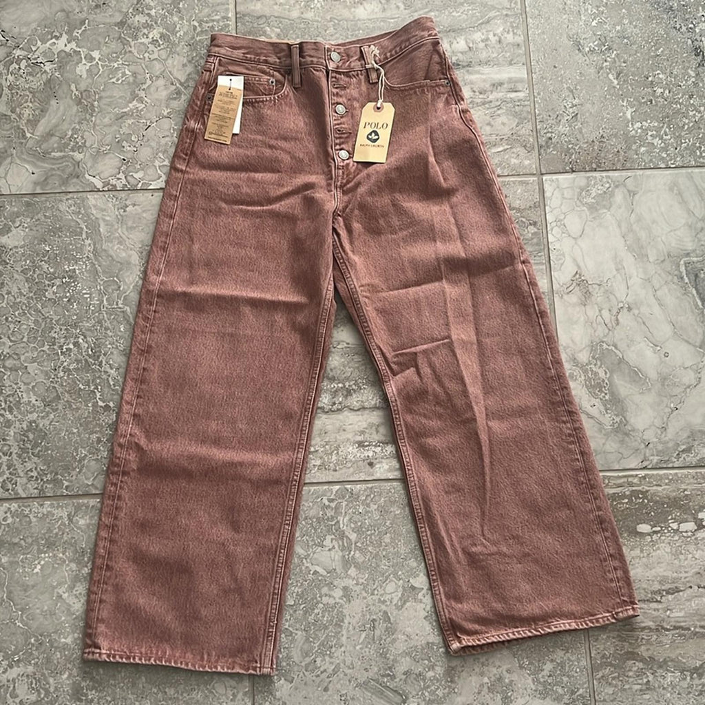 Polo Ralph Lauren High-Rise Wide Leg Jeans in Dusty Pink, Size 28 New w/Tag $248