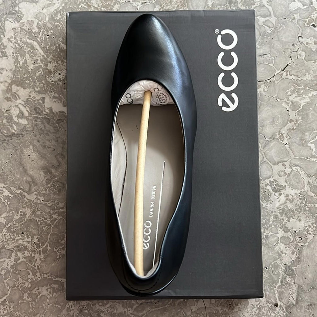 Ecco Sculptured 75 Black Leather Pump Heels, Size EU 41 | US 10-10.5 New in Box
