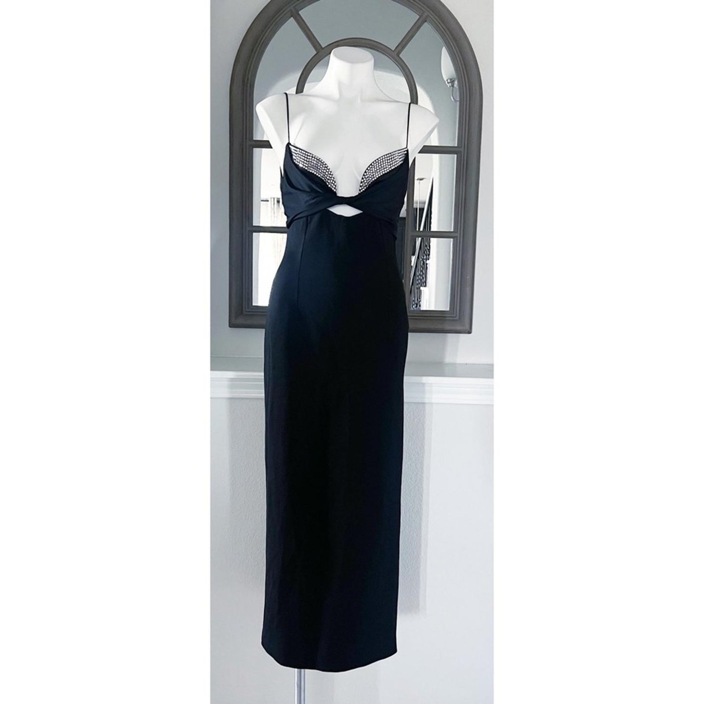 Galvan London Crystal Bustier Dress in Black, Size US2 FR34 UK6 NWT Retail $1895