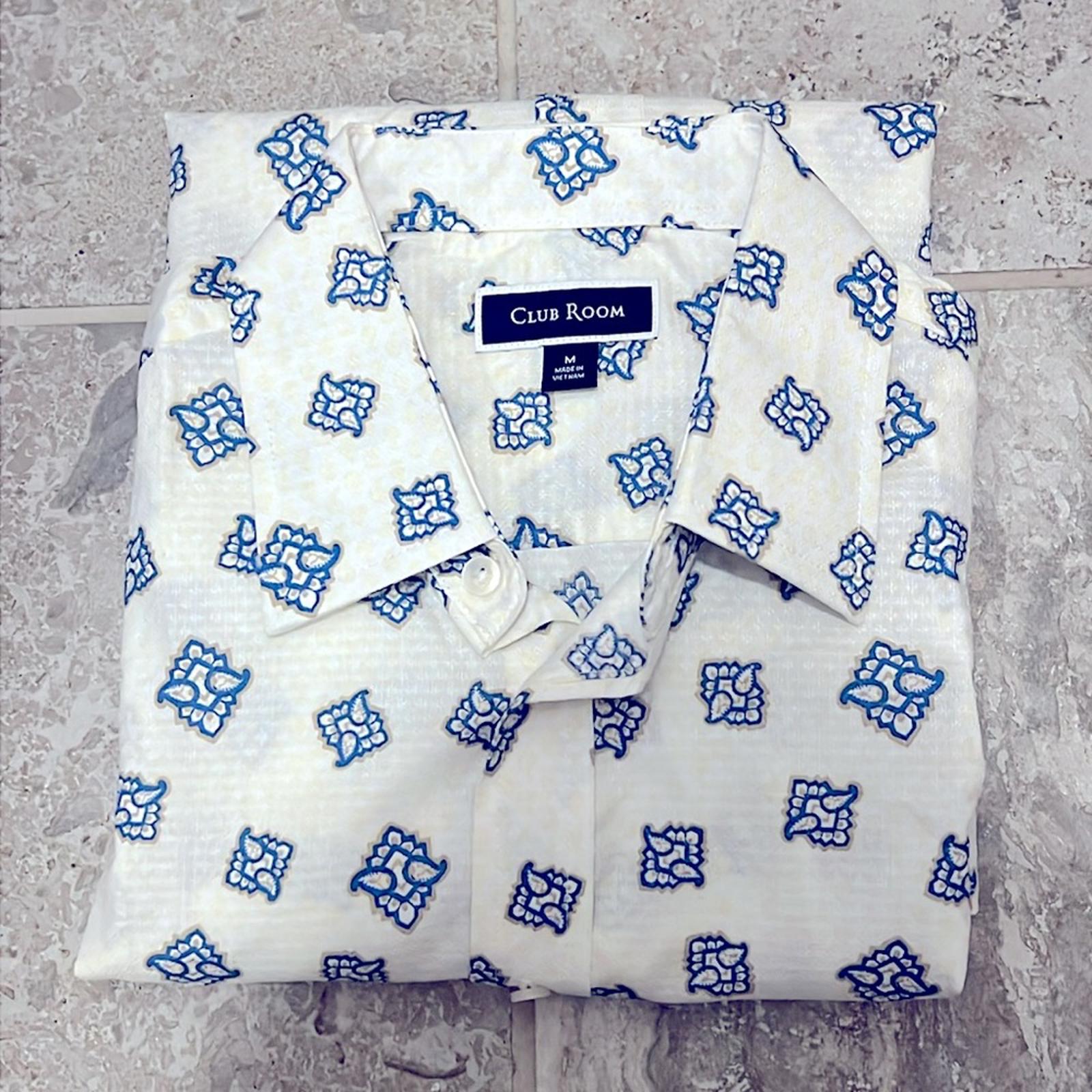 Club Room Rolo Paisley Print Button Down Shirt, Size M New w/Tag