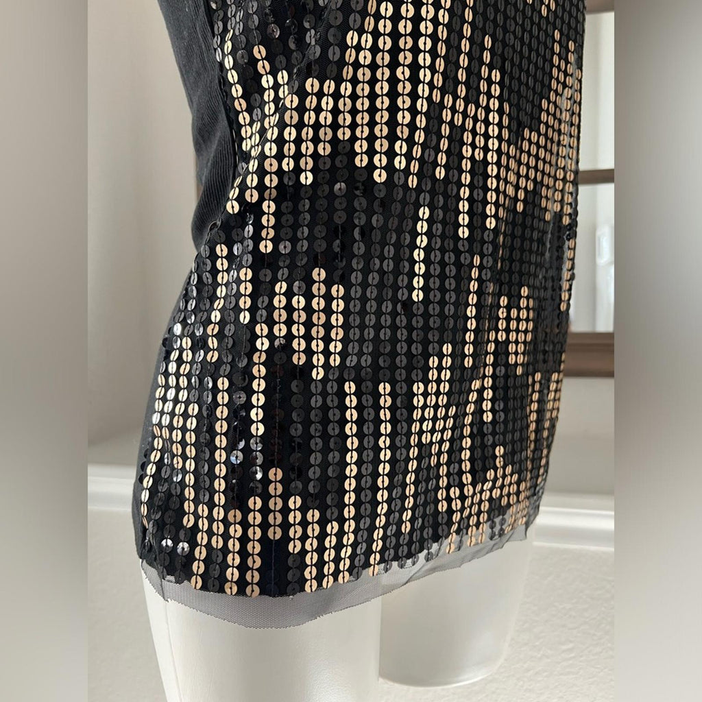 Romeo & Juliet Black Tank Top! w/Gold Sequins Size L