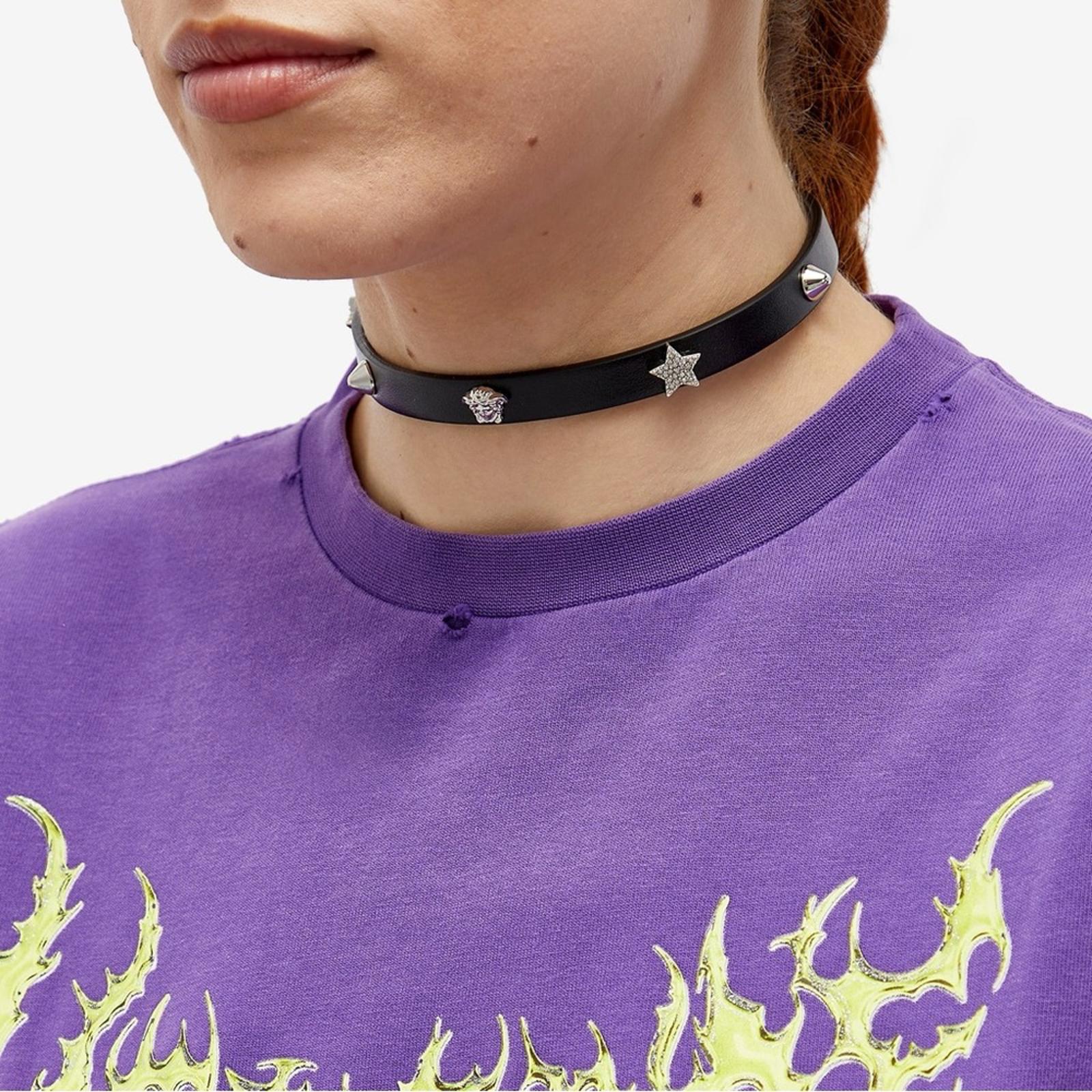 NWT Versace Studded Leather Chocker, Black New in Box