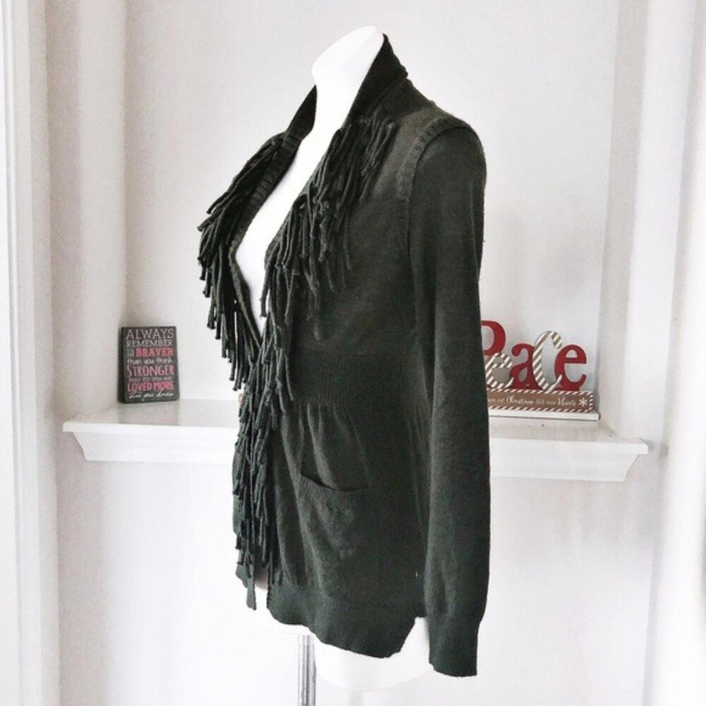Rebecca Taylor Peplum Wool Fringe Cardigan, Size M, Retail $325