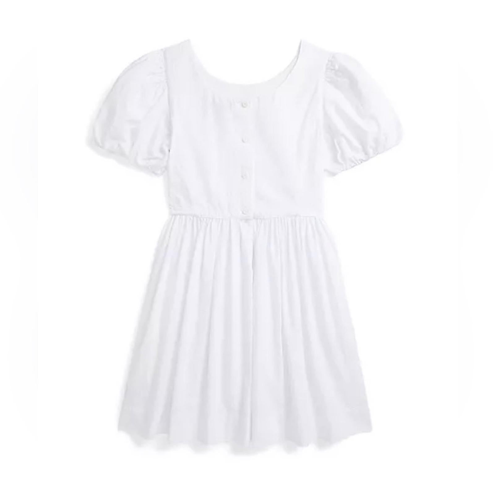 Polo Ralph Lauren Girls Seersucker Dress in White, Size 7, NWT