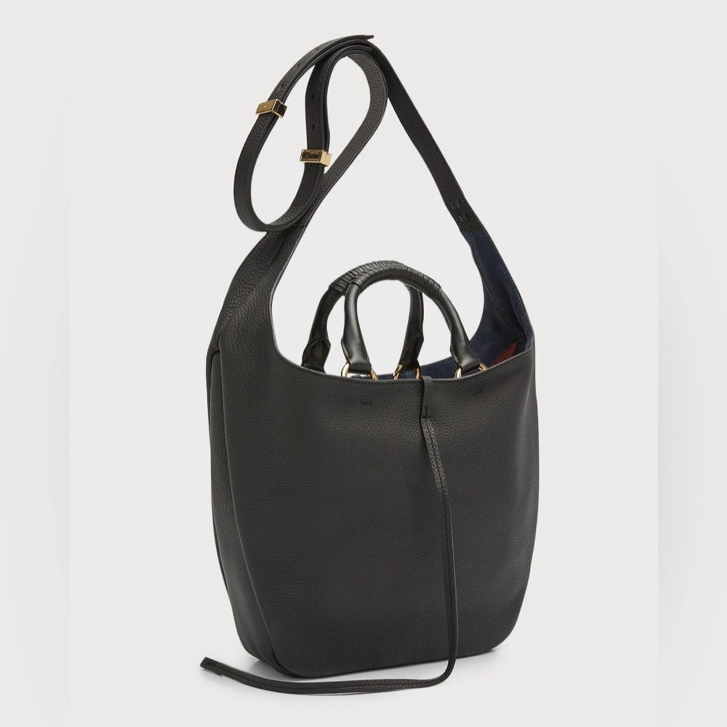 Chloé Deia Medium Hobo Bag in Grained Calf Skin Black, New