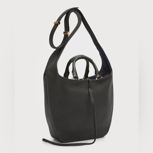 Chloé Deia Medium Hobo Bag in Grained Calf Skin Black, New