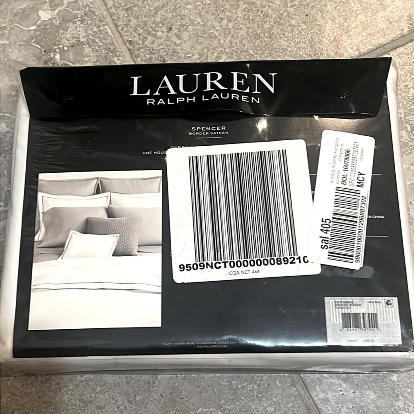 Lauren Ralph Lauren Spencer Sateen Border Duvet Cover WhiteSage, NWT, Full/Queen