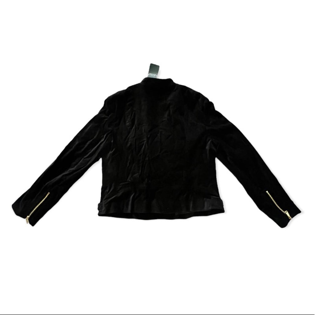 Lauren Ralph Lauren Stretch-Velvet Moto Jacket Cotton, Size 16 NEW Retail $295