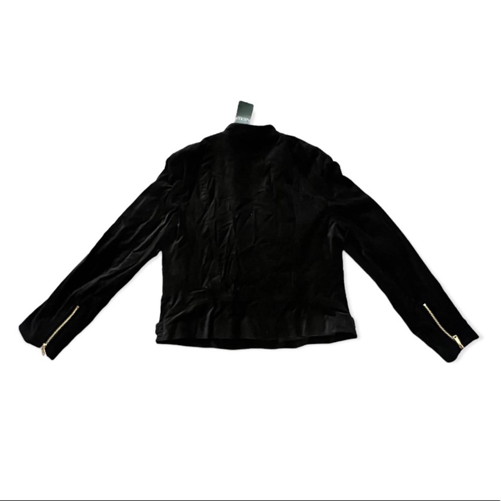 Lauren Ralph Lauren Stretch-Velvet Moto Jacket Cotton, Size 16 NEW Retail $295