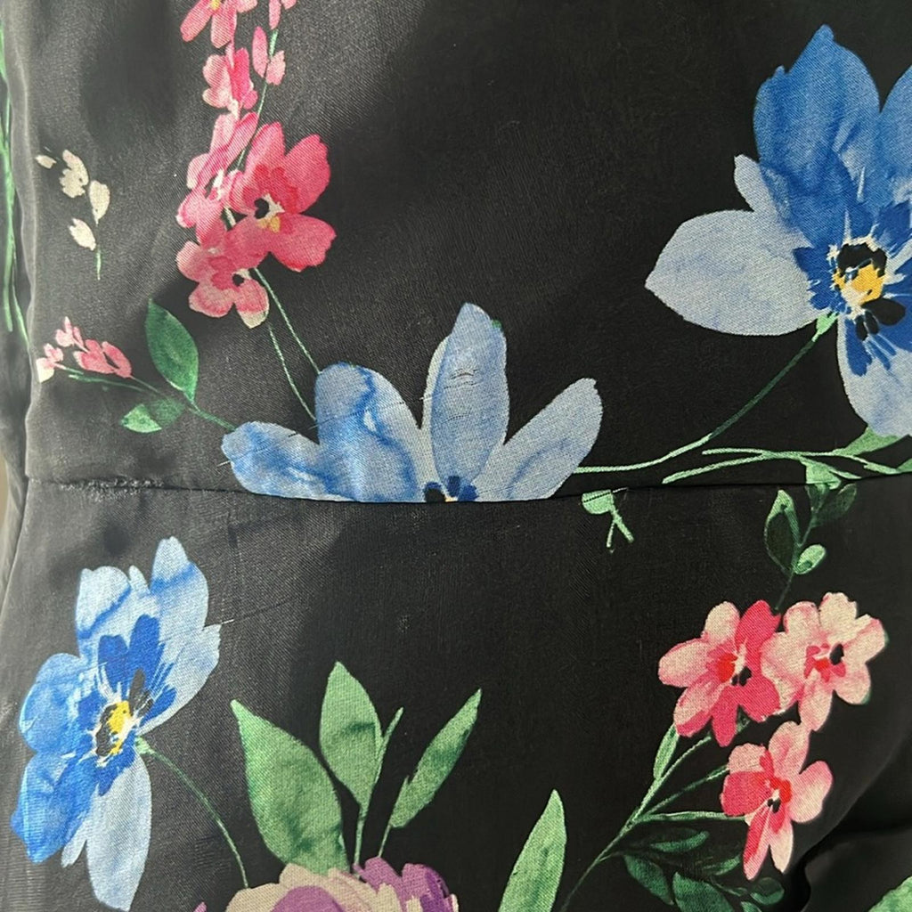 Shoshanna Midnight Gia One Shoulder Silk Floral Dress, Black Size 8 Retail $595