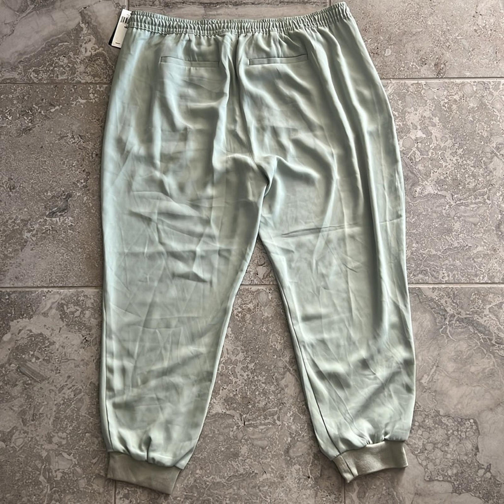 Lauren Ralph Lauren Green Drawstring Crepe Cuffed Pants Plus Size 18W NWT $155