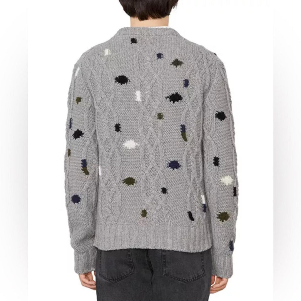 Officine Générale Marco Cable Knit Intarsia Sweater, Size S, NEW (Made in Italy)