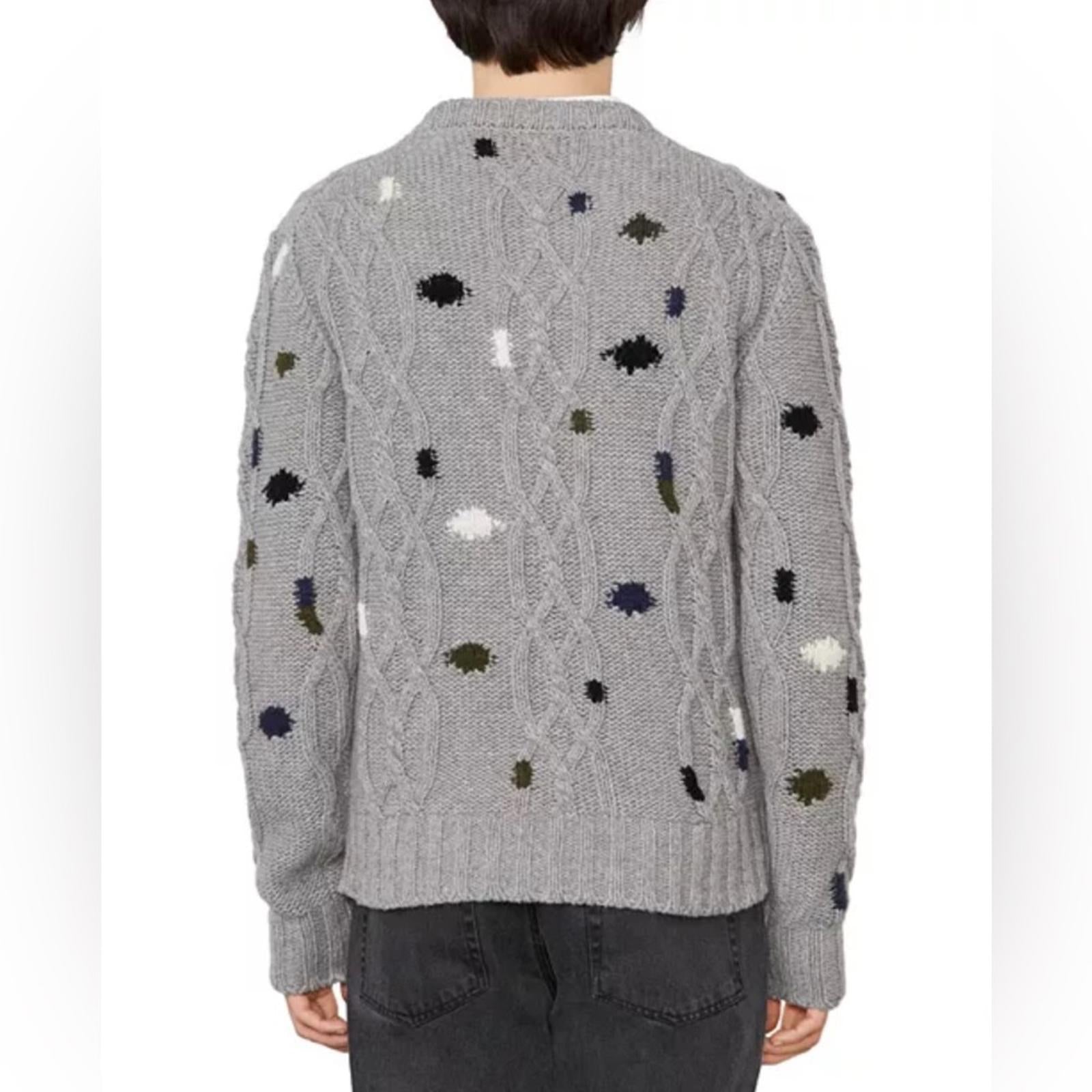 Officine Générale Marco Cable Knit Intarsia Sweater, Size S, NEW (Made in Italy)