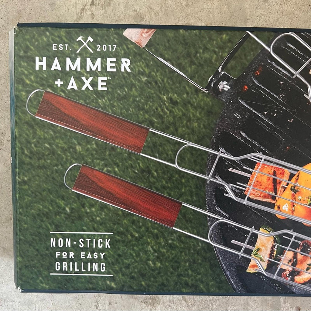 Hammer+Axe 4-Piece Kebab Basket, Non-Stick For Outdoor Grilling NWT