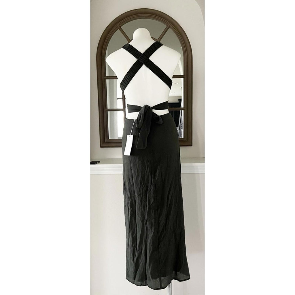NWT Lush Cut-Out Maxi Dress, Moss Green, Size S New w/Tag