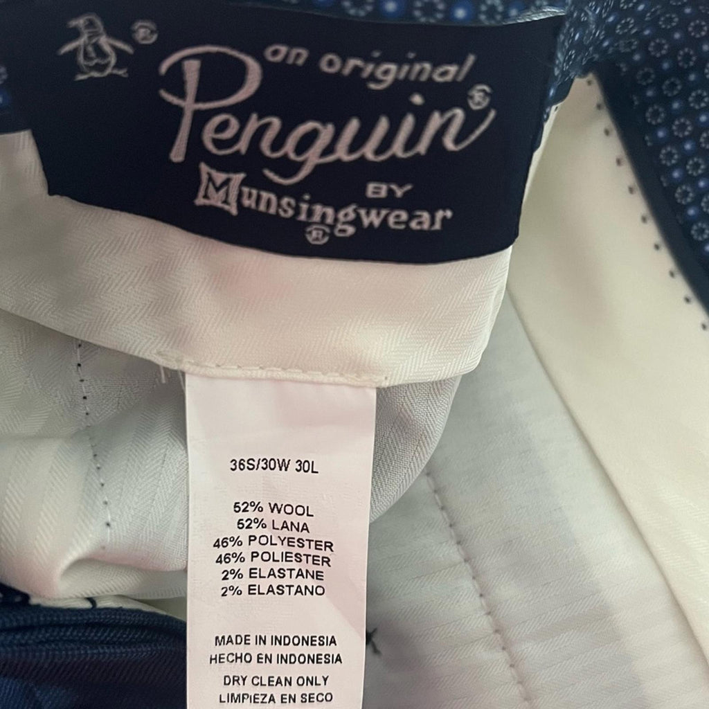 NEW Penguin Blue Birdseye Wool-Blend Dress Pants, Size 36S/30W 30L New w/Tag
