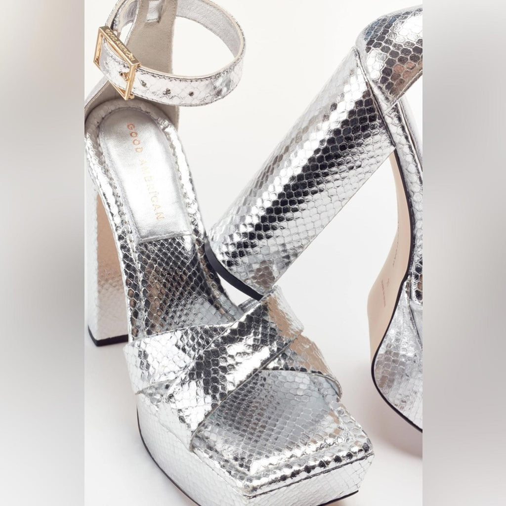 Good American Ankle Strap Open Toe Platform Sandals, Size 9.5M NEW w/Dust Bag