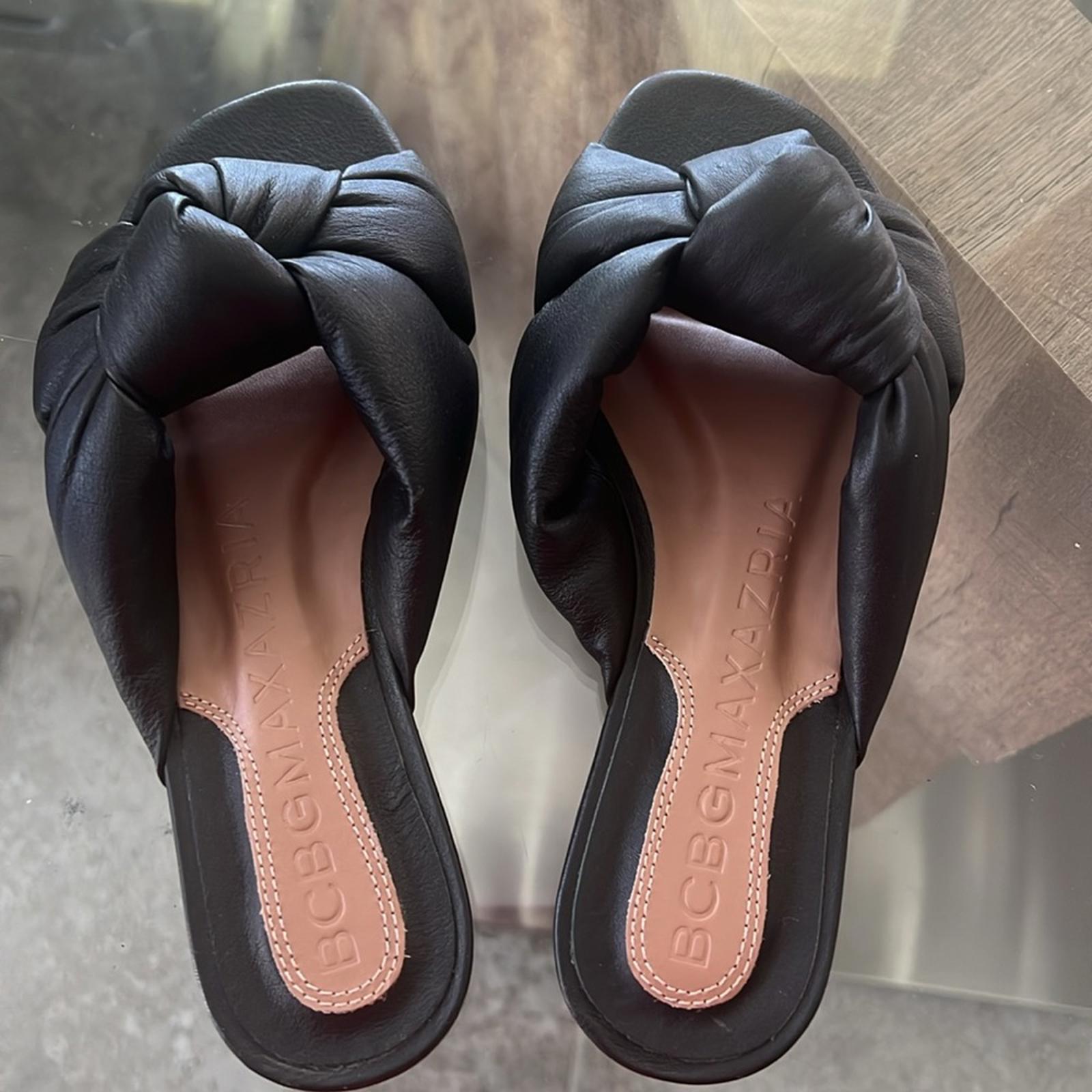BCBGMaxazria Tinsley Slide Sandals in Black, Size 5, NEW w/o Box $149