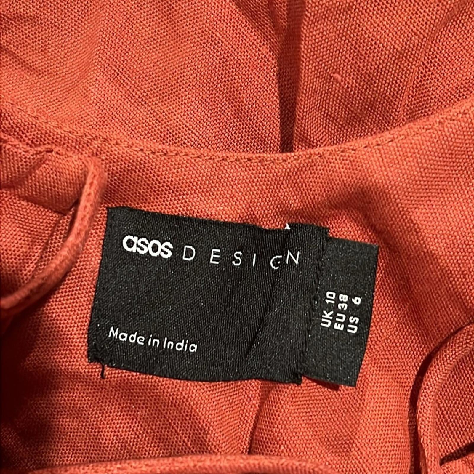 ASOS DESIGN Linen Cami Mini Sundress in Rust, Size UK 10/ US 6 New in Packaging